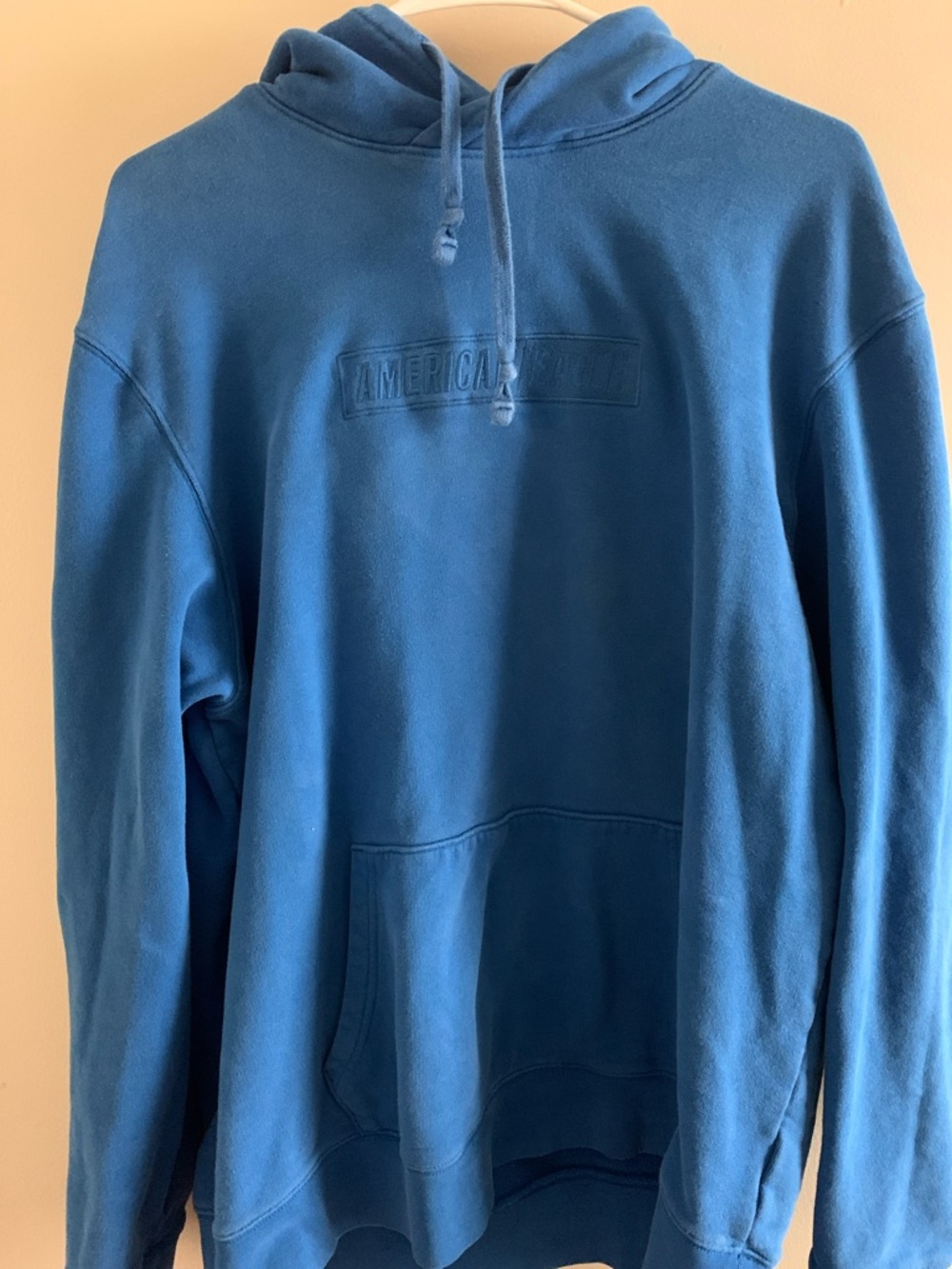American Eagle Outfitters Blue Embossed Logo Crewneck Hoodie